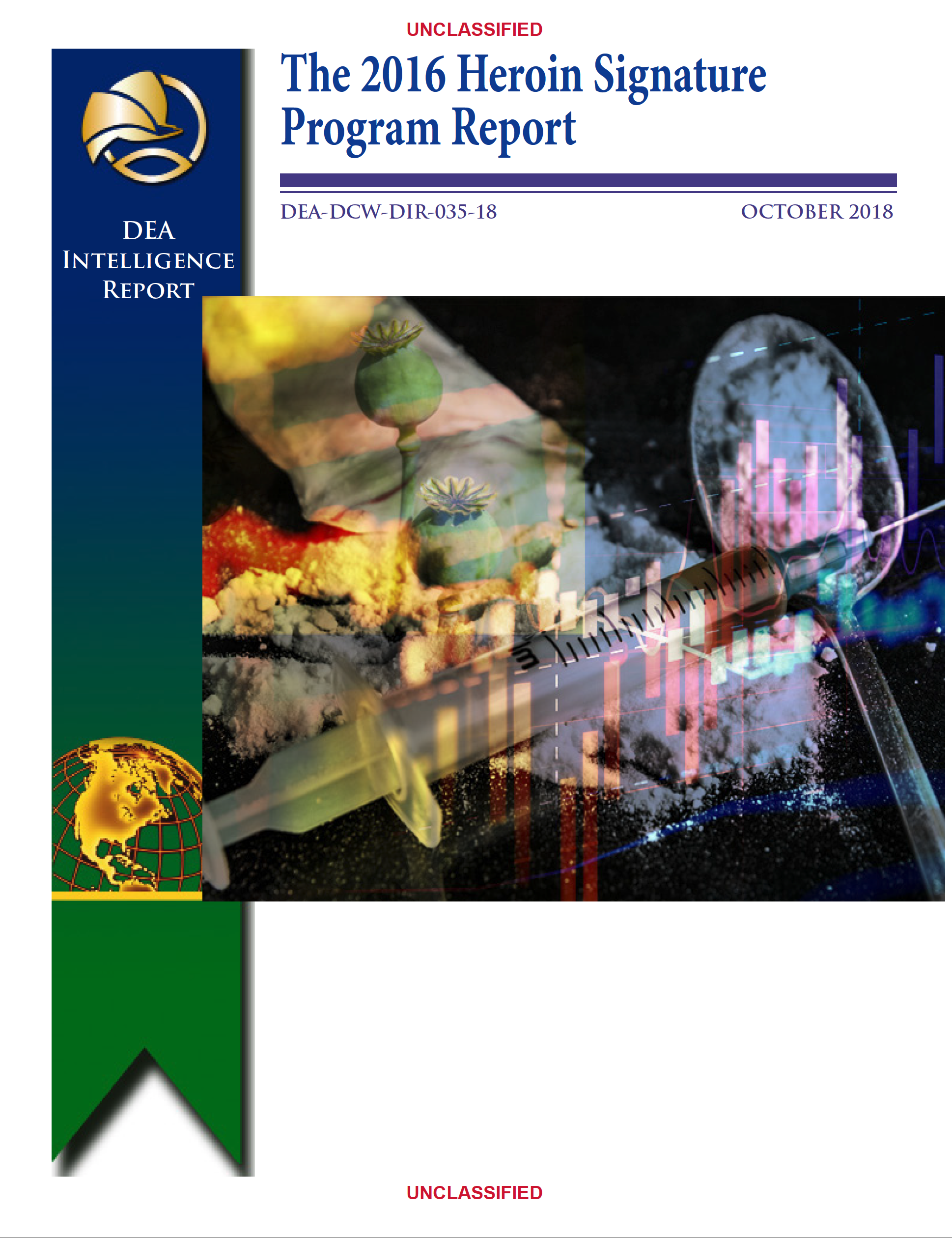 Heroin Signature Report image, needle, spoon, poppy