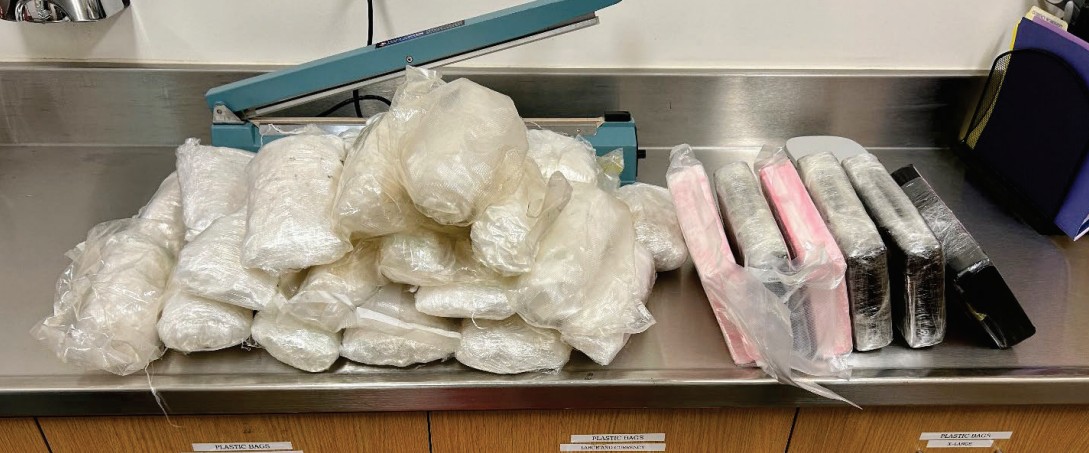 Methamphetamine and cocaine seized during the investigation.