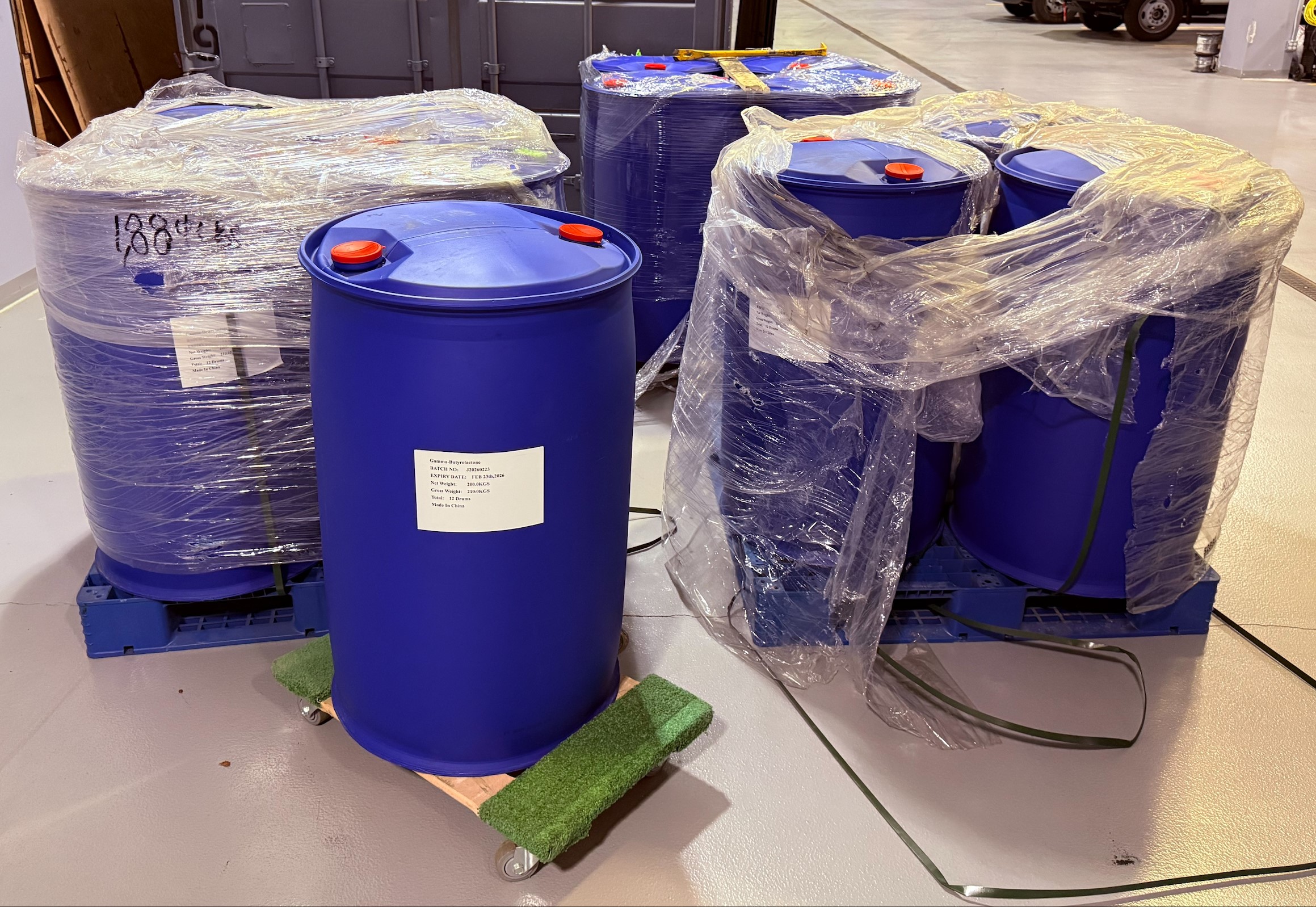 2.4 tons of seized GBL, a chemical often times attributed to sexual assaults. 
