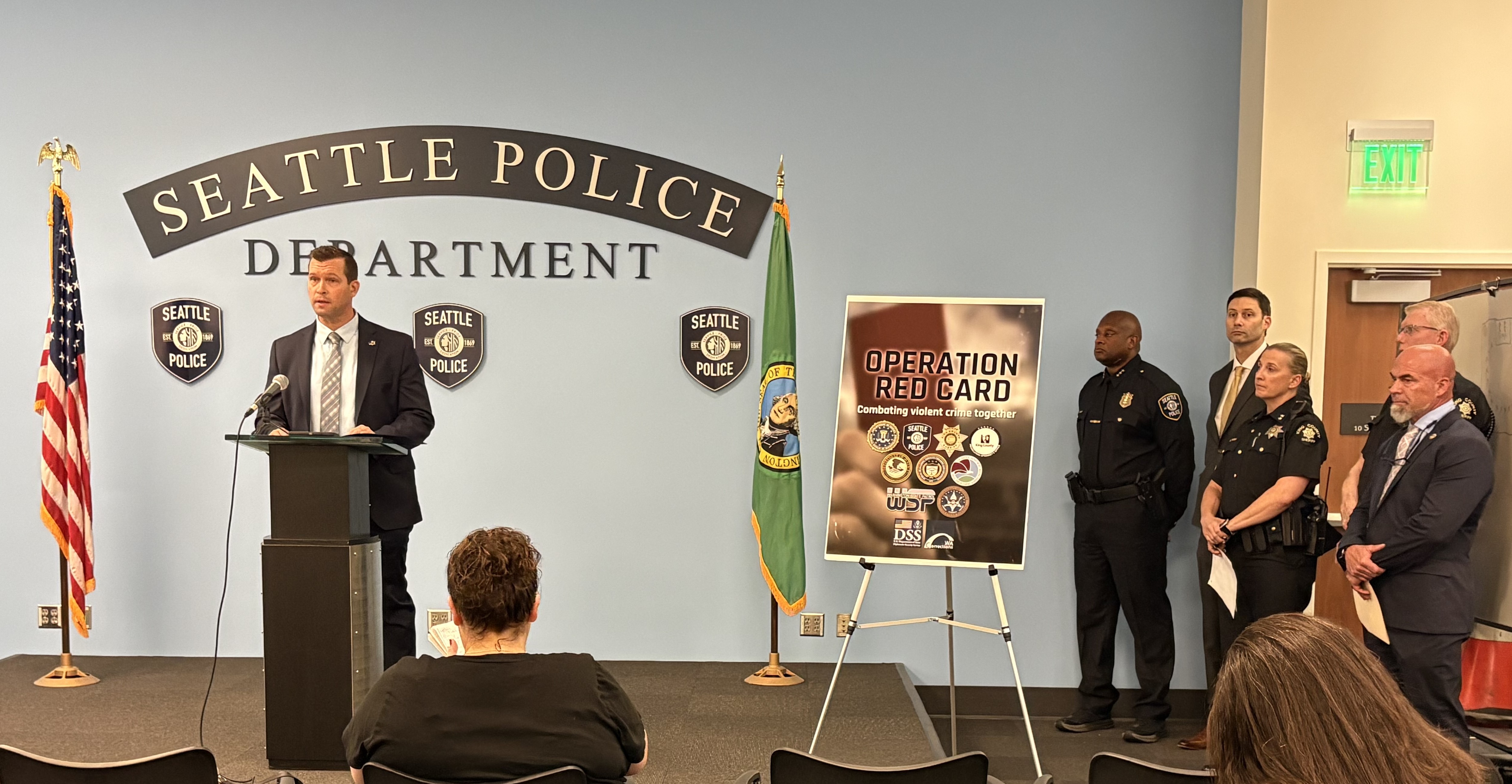 DEA Seattle Special Agent in Charge Rob Saccone speaks at Operation Red Card Press Conference in Seattle