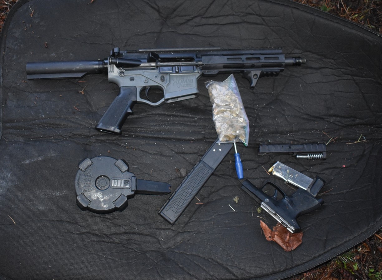 Firearms seized during investigation.