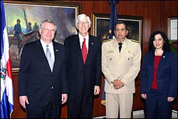 ONDCP Director Walters, Ambassador Fannin, and DEA Acting Administrator Leonhart meet with READM Julio Cesar Ventura-Bayonet, Chief of Staff, Dominican Navy (2nd from right)