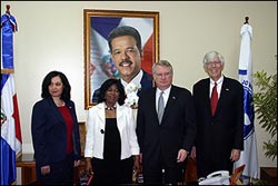 DEA Acting Administrator Leonhart, ODCP Director Walters, and Ambassador Fannin meet with the President of the Dominican National Drug Council, Dr. Mabel Feliz (2nd from left).