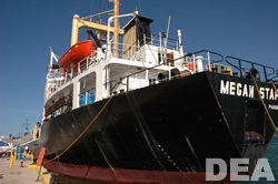 The Megan Star sits pierside in San Juan