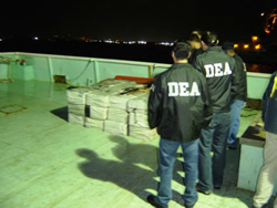 DEA agents secure the 1.5 metric tons of cocaine aboard the smugglers vessel “Two Brothers”