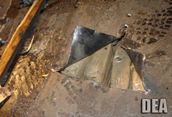 These two photos are from a concealed compartment located in a 40 ft. flatbed trailer. The concealed compartment contained multiple kilograms of cocaine seized as part of Operation Puma.