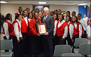 SAC Robert Corso and the Cass Technical High School Madrigals Chorus.