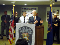DEA SAC Corso discusses the heroin abuse issue with the local media in Hamburg Township, Michigan.