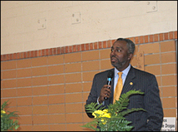 Assistant Special Agent in Charge Tony Scott welcomes the audience to the Strengthening Communities Conference