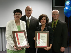 (L to R)  Ann Wilson, Superintendent Environmental Services, City of Alexandria, NOFD ASAC Patrick Warner, JoAnn Burke, Education Coordinator, Lake Pontchartrain Basin Foundation, and NOFD ASAC Kevin Harrison pose after the presentation of DEA Certificates of Appreciation.