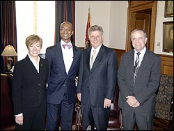 Photo L to R: Fran Flener, Arkansas Drug Czar; SAC Jimmy Fox III, Arkansas Governor Mike Beebe, ASAC Bill Bryant.