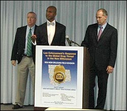 (L to R): Director Riley, SAC Fox and SAC Maltz answer questions from the local media.