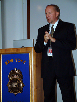 Associate SAC Daniel Anderson welcomes over 100 law enforcement officers to the New York Field Division