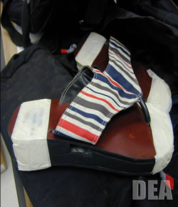 These sandals were used to hide some of the $25 million dollars worth of heroin into the United States from Colombia.