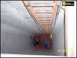 Looking down from the entrance of the tunnel