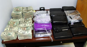 Some of the 35 kiligrams of cocaine and $870,000 in cash seized during enforcement operations.