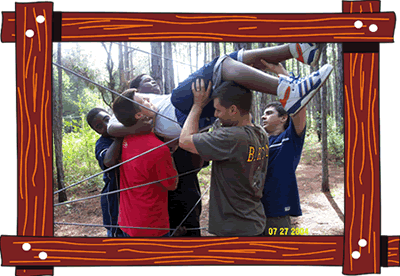 S/A Cazenavette, Darren Jones, Kelvin Johnson, G/S Richard M. Woodfork, Darren McField, Jared Taylor having fun and meeting new friends at Camp Villere