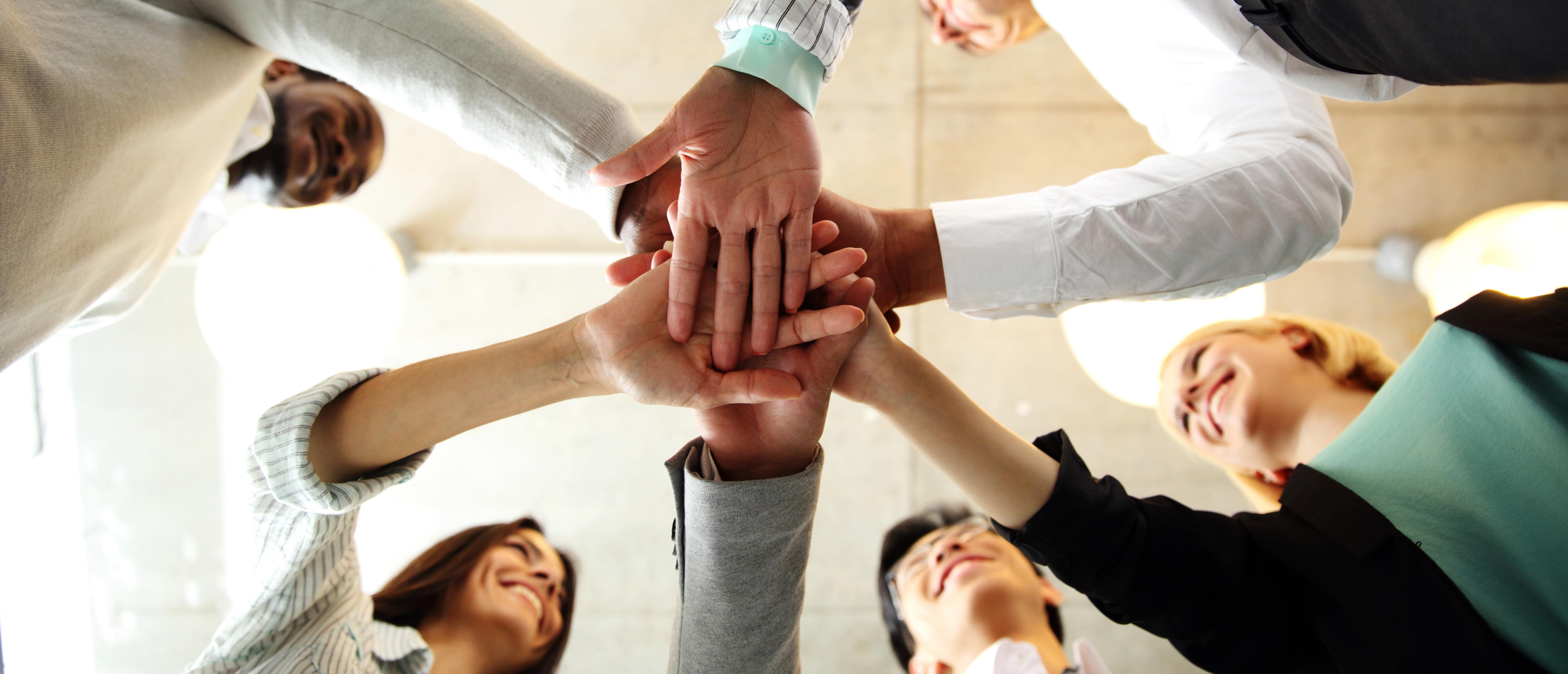 Image of group touching hands