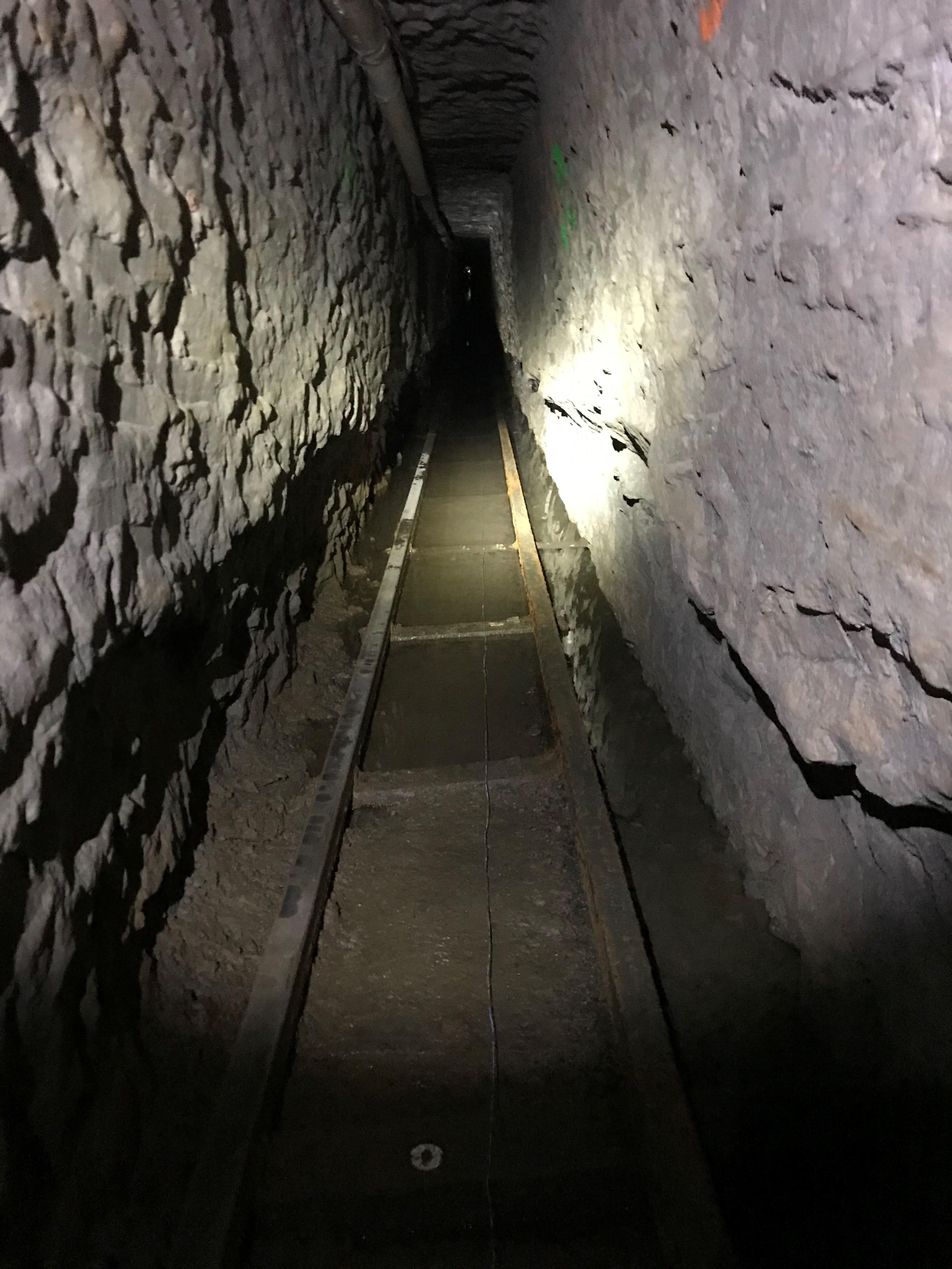 Photograph of the rail system in the San Diego tunnel.