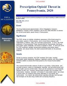 Prescription Opioid Threat in Pennsylvania, 2020