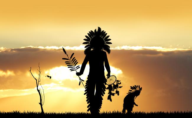 Native American Silhouette at sunset