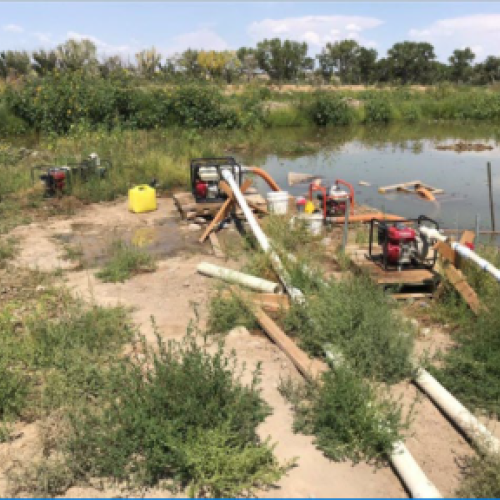 The sandbag dam was installed so that water would pool at a separate location to be used to irrigate the marijuana crops.