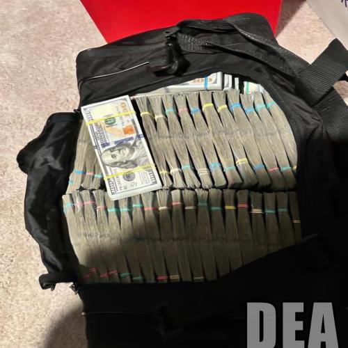 Large amount of cash in a duffle bag