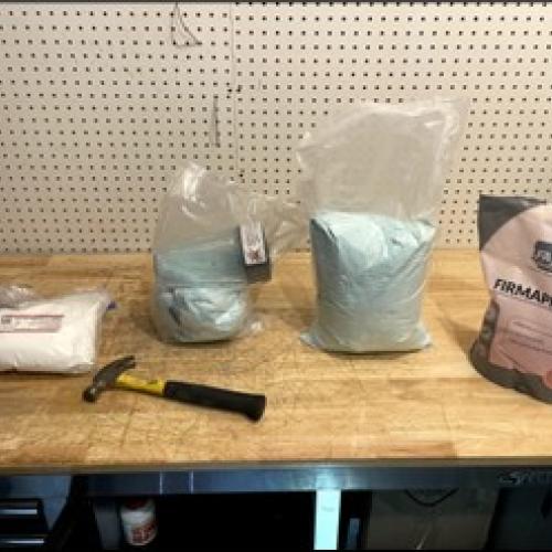 Seized bags of fentanyl pills