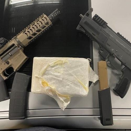 Seized cocaine and firearms.