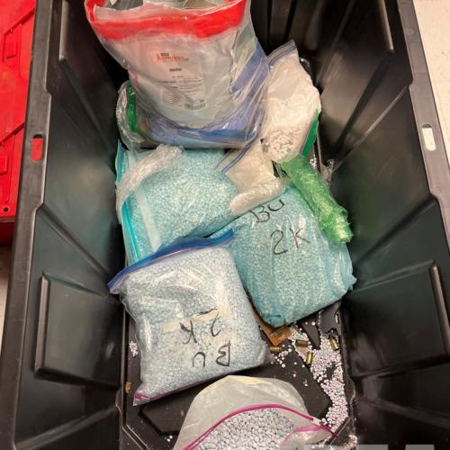 Fentanyl pills and powder seized in Centralia on October 28, 2025.