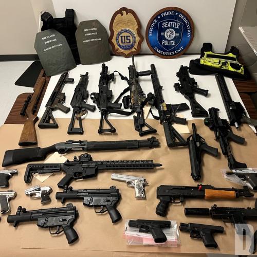 Firearms seized in Centralia on October 28, 2025.