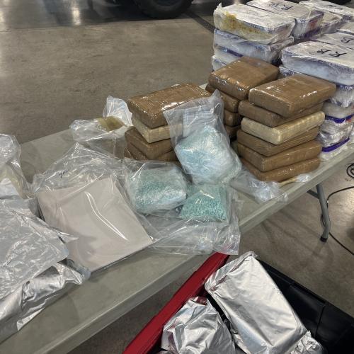 Seized drugs on table