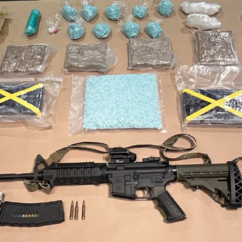 Photos of drugs, cash and assault rifle, in connection with US vs. Felix and Martinez