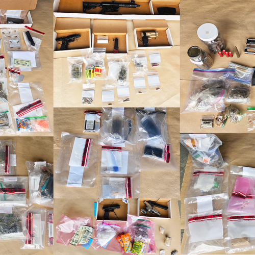 Items seized during execution of May 6, 2026 search warrants.