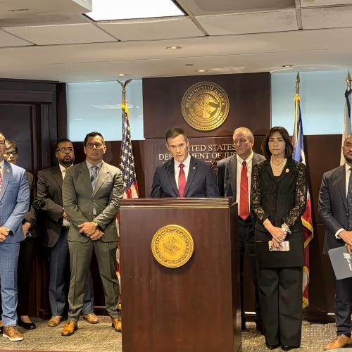 DEA Caribbean Division SAC Michael Mayer Delivers the formal address at the USAO Press Conference