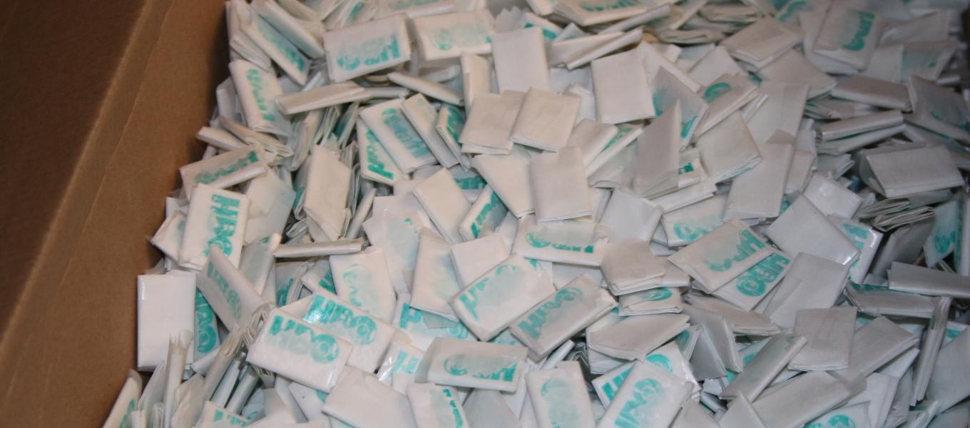 Seized heroin filled glassines 