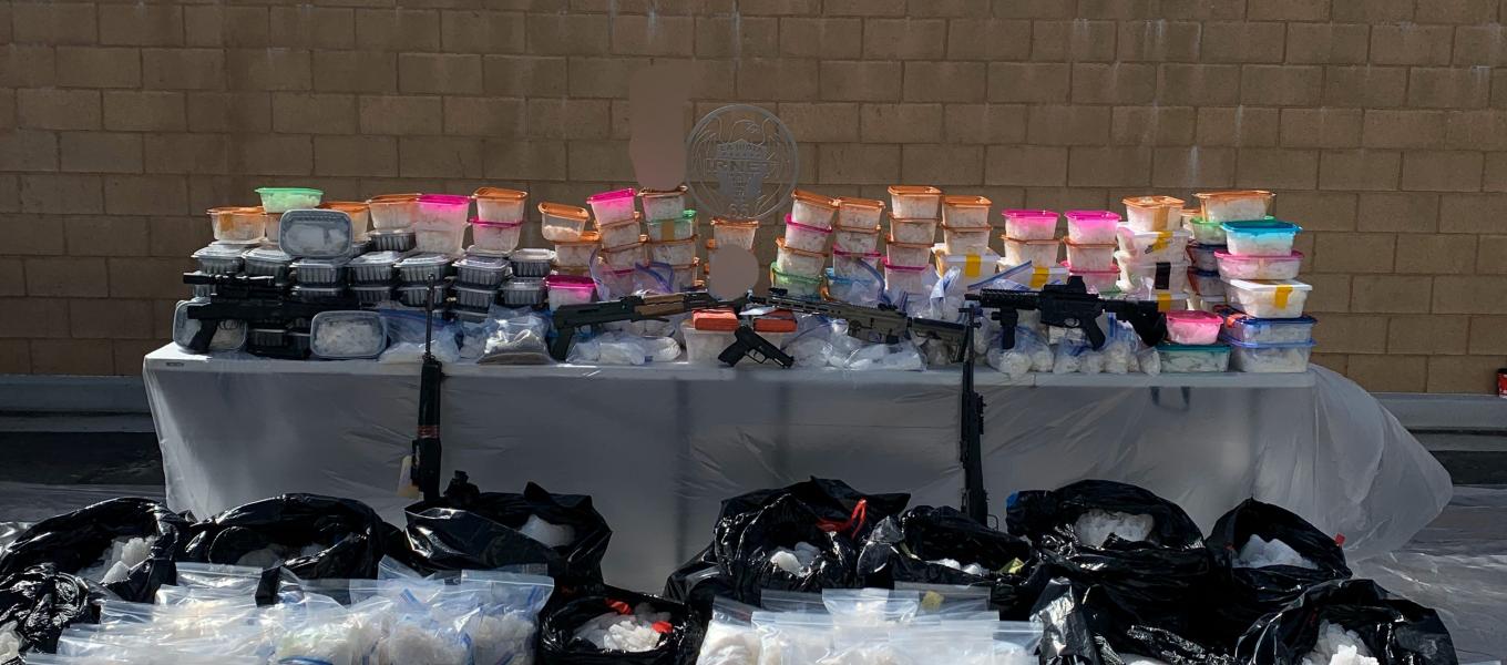 Some of the seized drugs together 