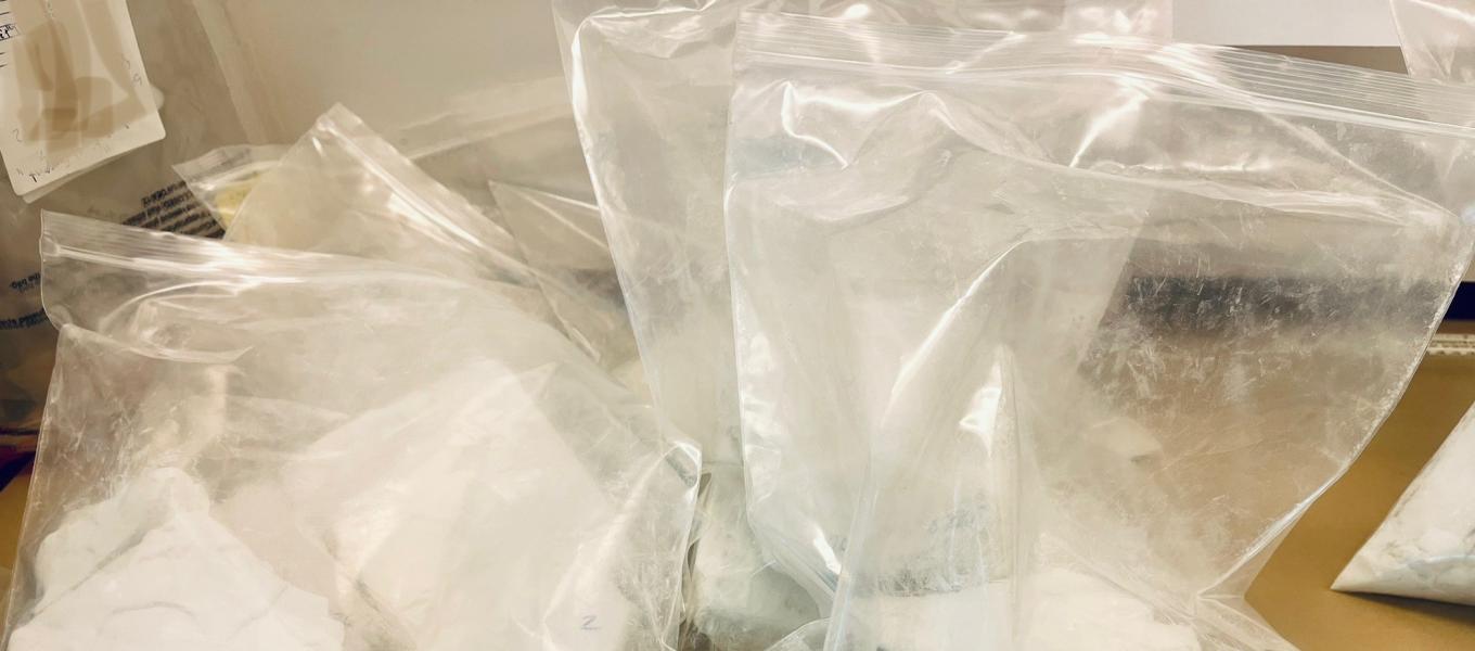 Fentanyl powder in large plastic zip lock baggies