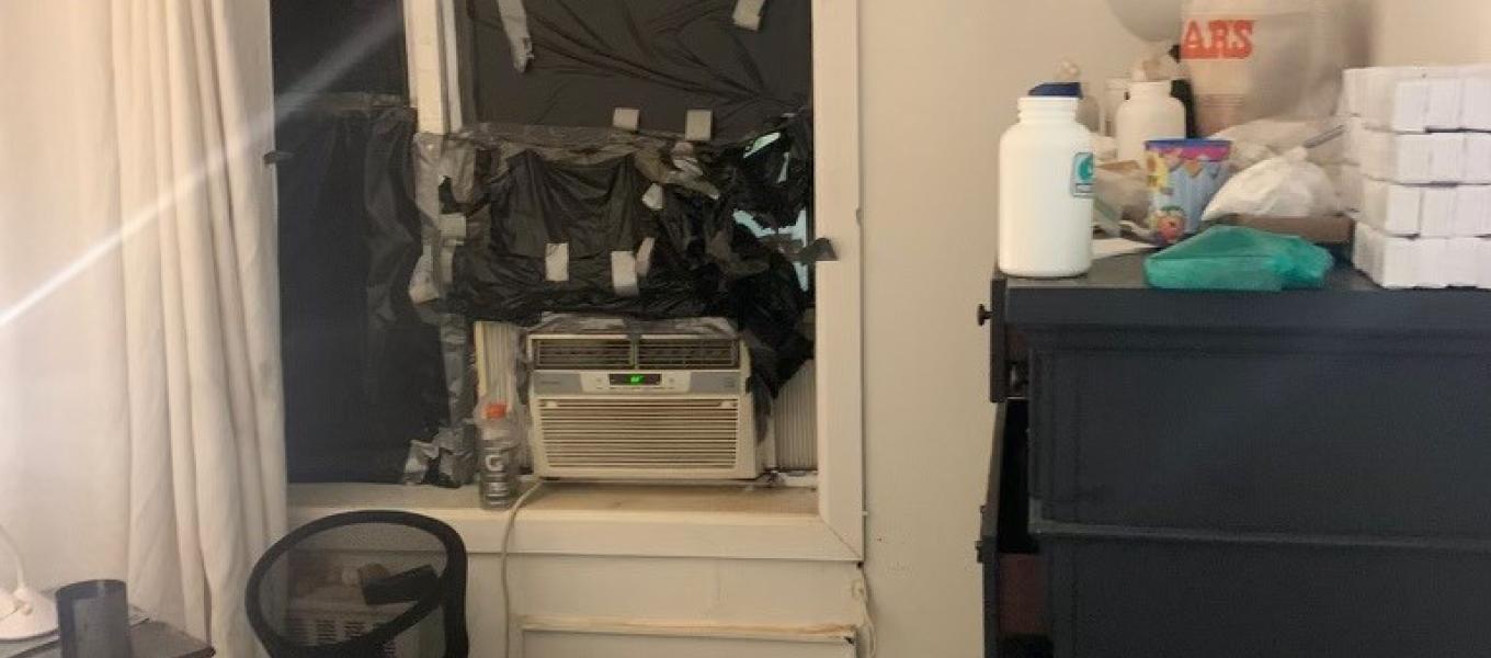 Trash Bags Used to Block View