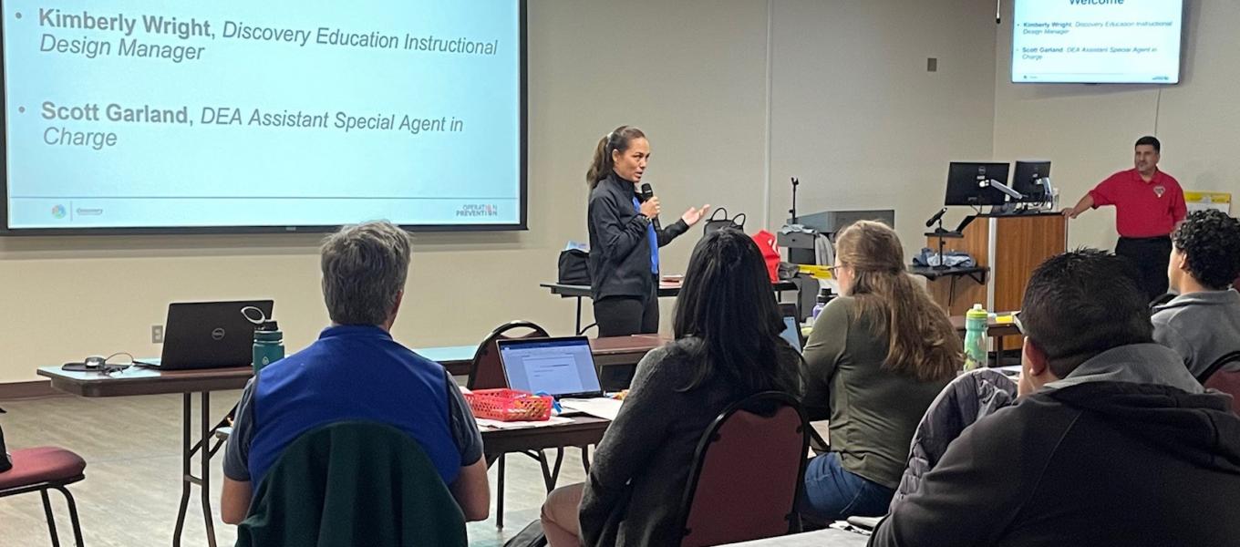Kimberly Wright, Instructional Design Manager at Discovery Education, goes over the day’s agenda.