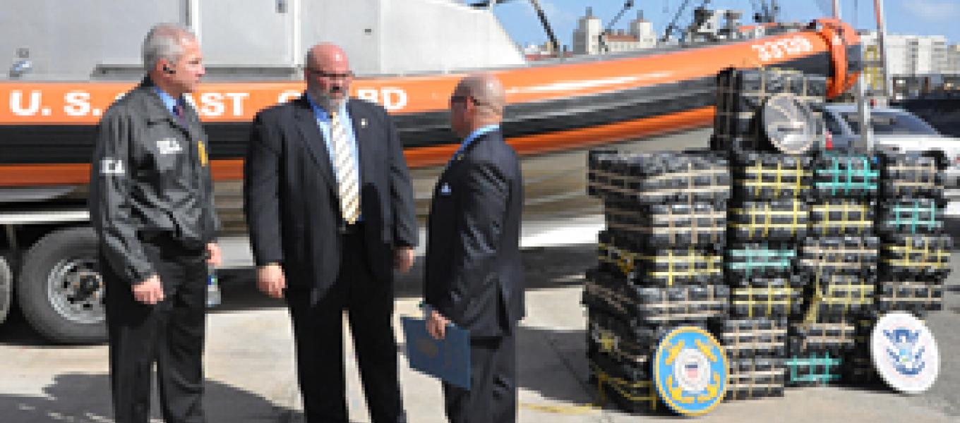 L-R: DEA ASAC Israel Alicea, ICE-HSI SAC Angel Melendez and DEA ASAC Pedro Janer discus the operation results.