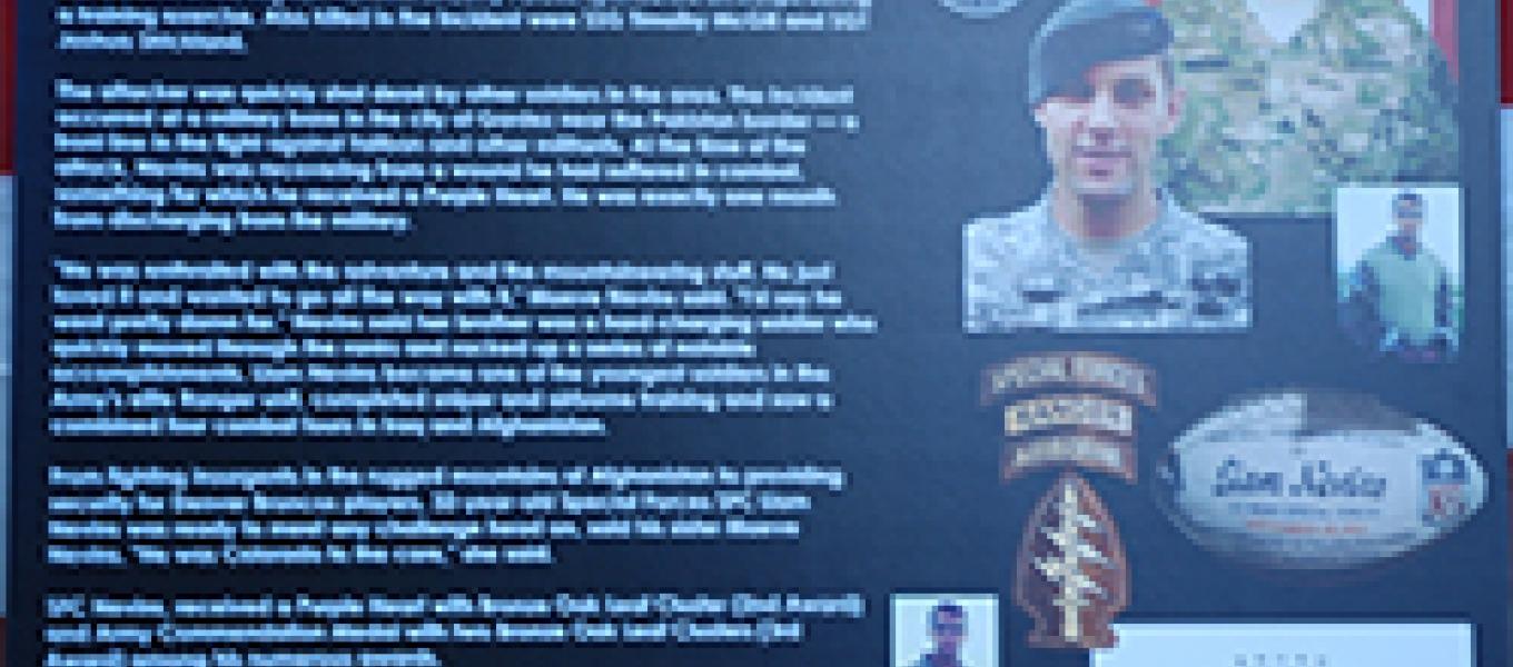 Board presented in honor of 2016 Denver Division Honoree Sgt Liam Nevins.