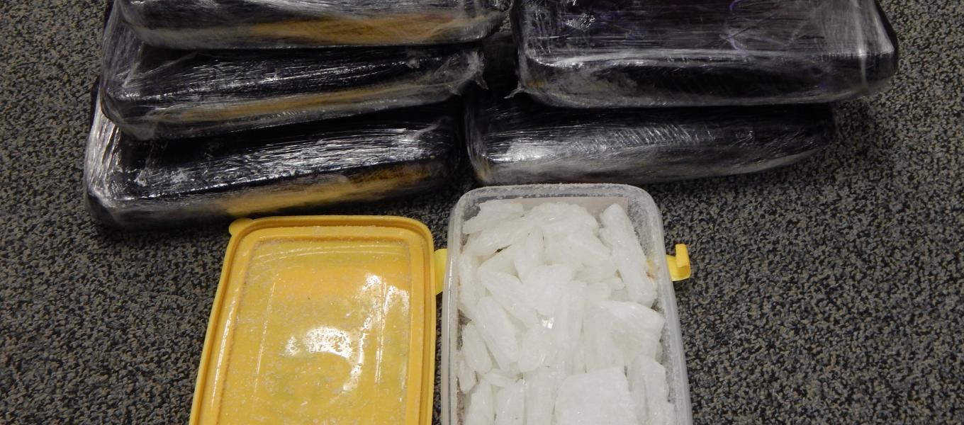 An open package of methamphetamine from the six pounds seized in September 2015.