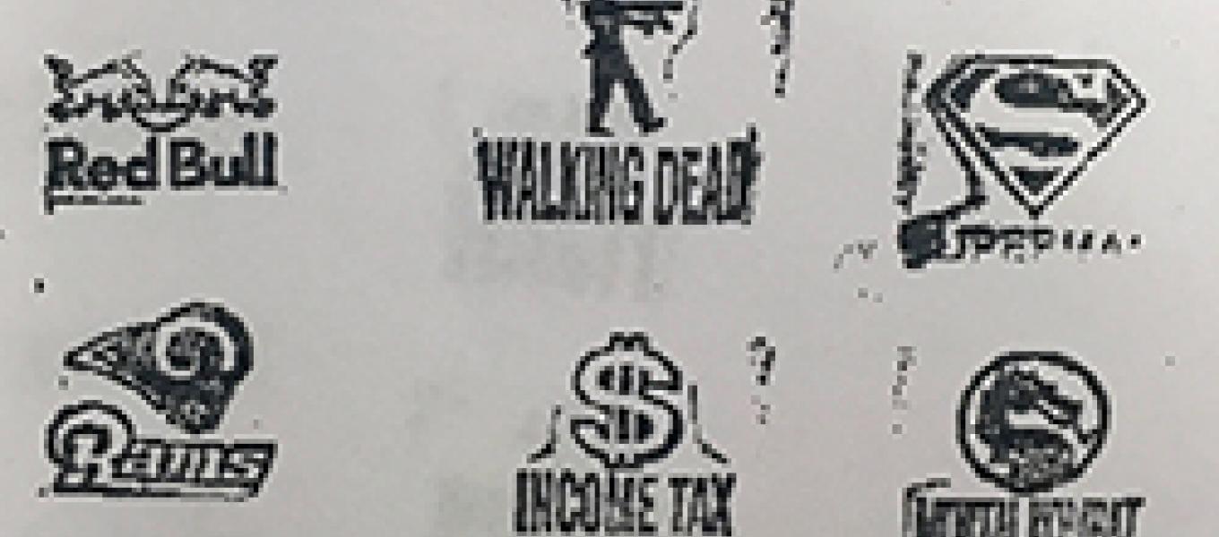 Examples of stamps used by the Organization to brand glassines.