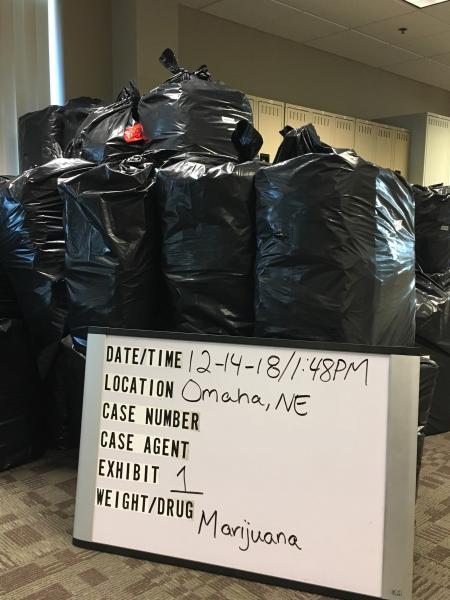 One part of 2,944 pounds of marijuana seized in Nebraska.