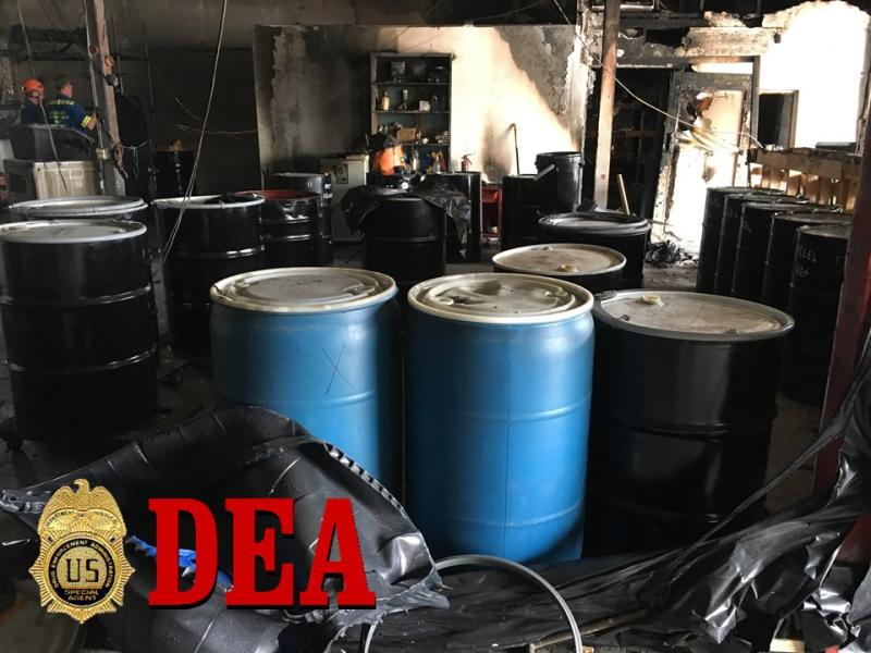 55-gallon drums of hexane