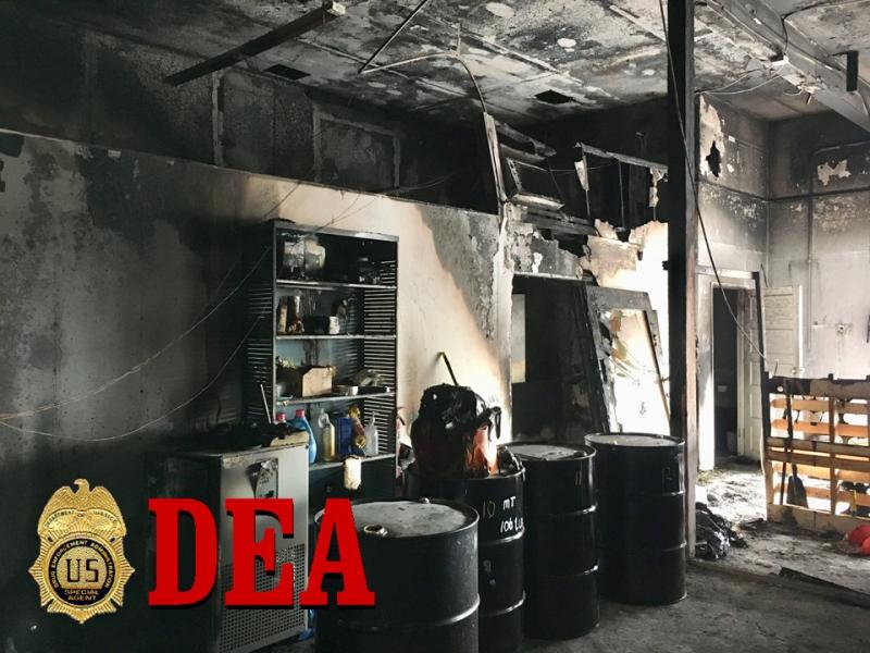 Fire damage inside building