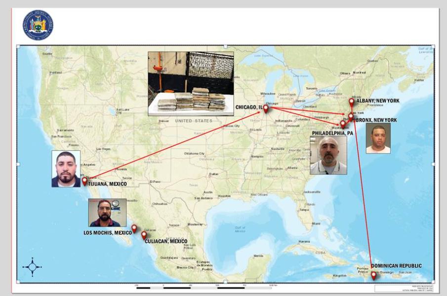 Overview of trafficking routes used