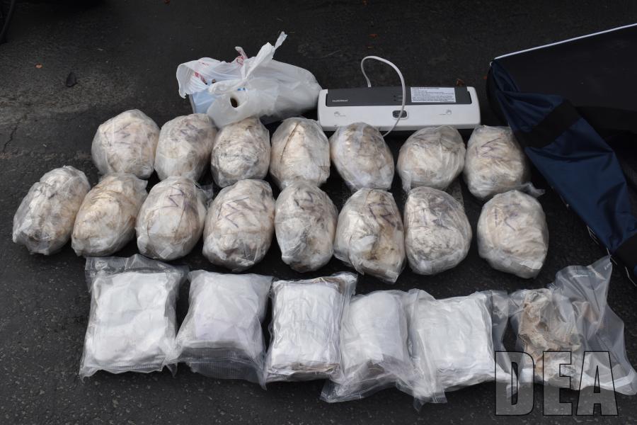 33 pounds of meth and 14 pounds of heroin seized during the investigation