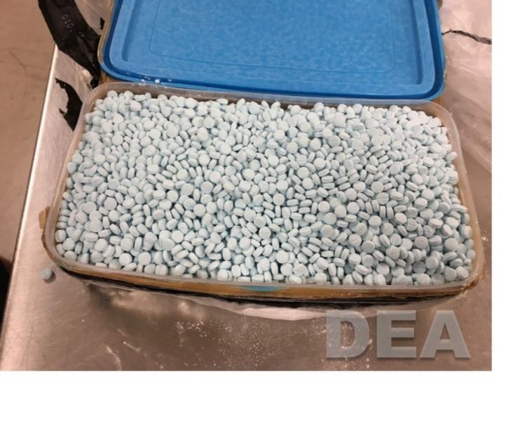 Examples of counterfeit pills seized by DEA